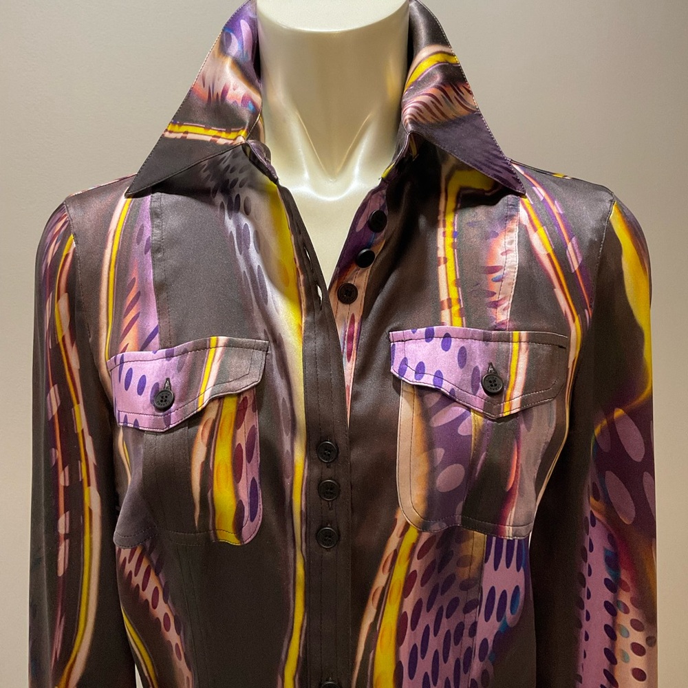 Colorful Button-Up Shirt with Abstract Pattern